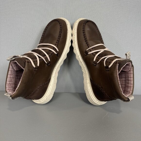 Hey Dudes Reyes Boots Women 10 Cocoa Brown Leather Slip On Pull Tab Ankle Bootie - Picture 5 of 10